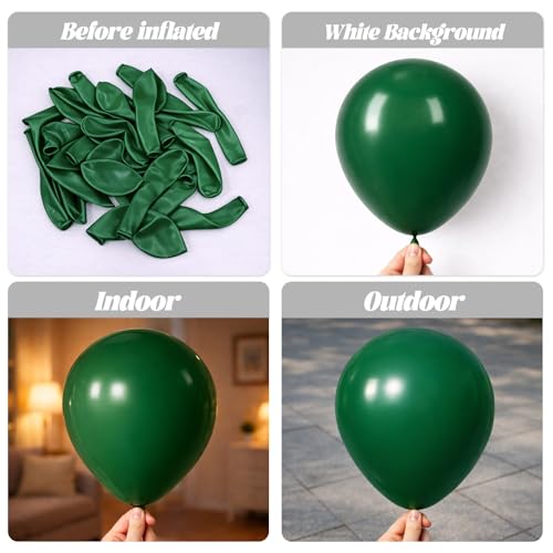 Image of Voircoloria 90pack Dark Green Balloons Different Size 18 /12 /10 /5 Inch Green Balloon Garland Arch Kit for Birthday, Graduation, St. Patrick's Day, Christmas, Baby Shower, Dinosaur Party Decorations