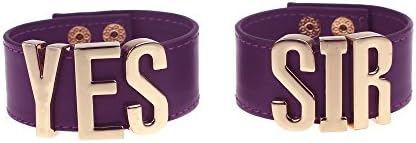Coolcoco Adjustable Luxury Gold Letter Purple Leather Yes Sir Bracelet for Women Girls Prime Cosplay Accessory (2 Pieces/Set)