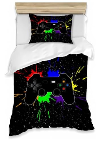 goodbath Single Duvet Cover Set,Game Gaming Bedding Set with 1 Pillowcases for Boys Girls Kids Teens