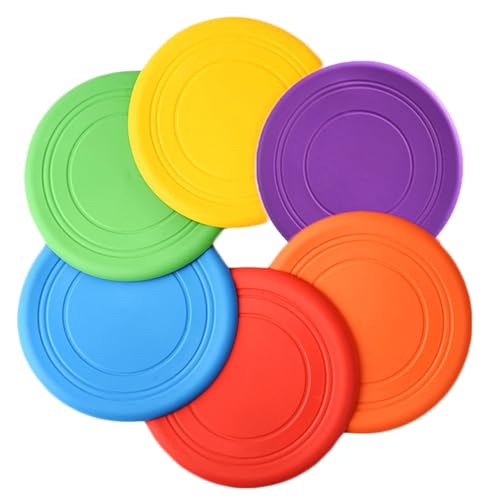 TEESUN Frisbee Kids Flying Disc Toy Outdoor Playing Lawn Game Disk Flyer Frisbee for Kindergarten Teaching Soft Silicone Colorful 6 Pack Bulk Set