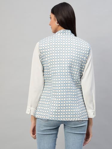 Image of Ravaiyaa - Attitude is everything Women's Floral Printed Reversible Quilted Jacket Coat Blazer Jacket Sleeve Less Waistcoat