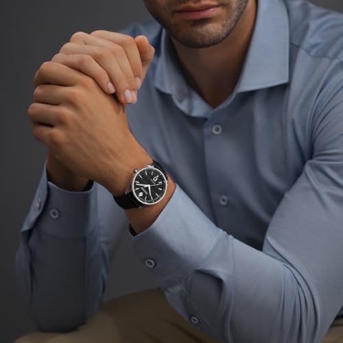 Image of SANDOZ Bachelin Premium Swiss Made Quartz Black Dial Watch for Men - SZWGB0001112