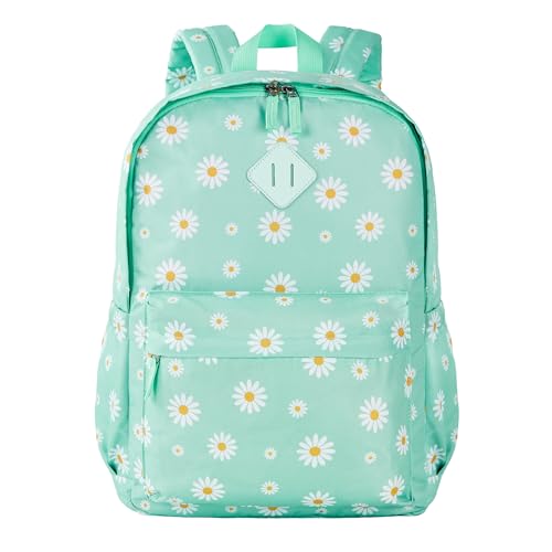 KK CRAFTS Preschool Backpack Kindergarten Little Kids Toddler Elementary School Backpacks for Boys and Girls with Chest Strap(17Inch Daisy-Green)