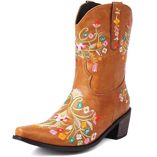 Bottines courtes de cowboy mollet large fini les pieds serrés