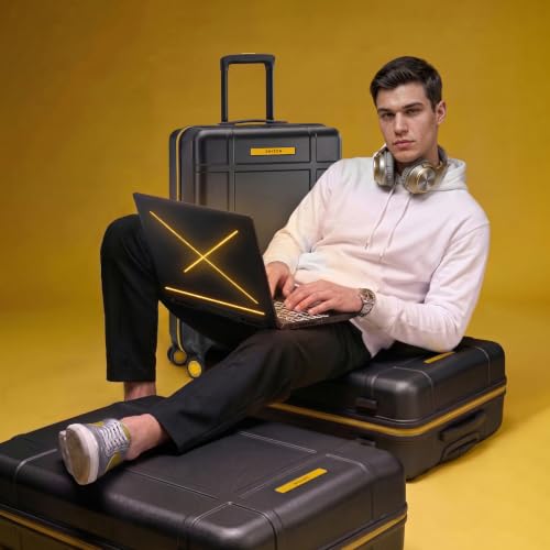 Image of SNITCH Blink Medium Size Grey Polycarbonate Hard Travel Suitcase - Suitcase Medium Size & Luggage with 8 Wheels, Premium Lock, Wet & Dry Pouch & Free Shoe Bag