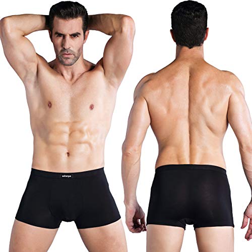 image for wirarpa Men's Black Breathable Micro Modal Trunk Underwear Soft Covere