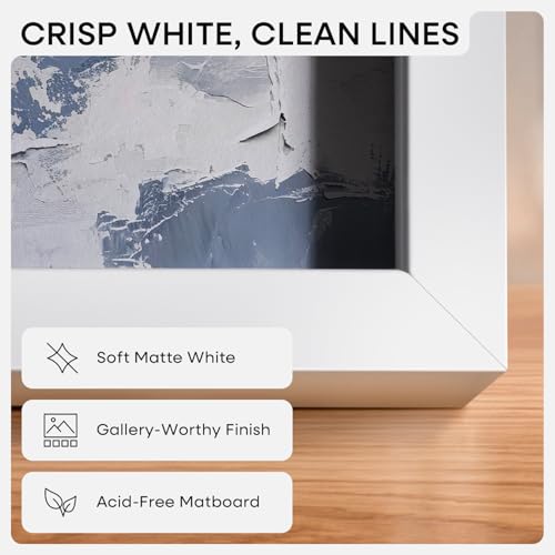 Homeforia 9x12 White Picture Frame, High-End Metal, 7x10 Mat, Glass — view 3