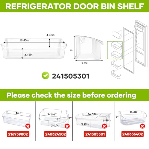 UPGRADED 241505301 Refrigerator Door Shelf Bin Compatible With Frigidaire Door Shelf Replacement Parts 241505300 AP3769131 1056476 240430321 PS976745 Refrigerator Door Shelf Replacement-2 PCS by Mahua - Used condition - Image 2