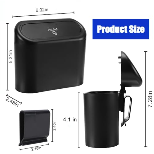 Image of Accmor Car Trash Can with Lid, Vehicle Trash Bin Car Dustbin Garbage Organizer Holder, 2 Pack Portable Hanging Mini Wastebasket Bin Trash Container for Auto Cars, Home, Office