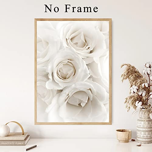 White Rose Canvas Wall Art White Flowers Picture For Living Room Bedroom Peony Flower Paintings White Floral Canvas Wall Art Abstract White Flower Wall Art Modern Flower Picture 16X24Inchx3 Frameless #TOP6