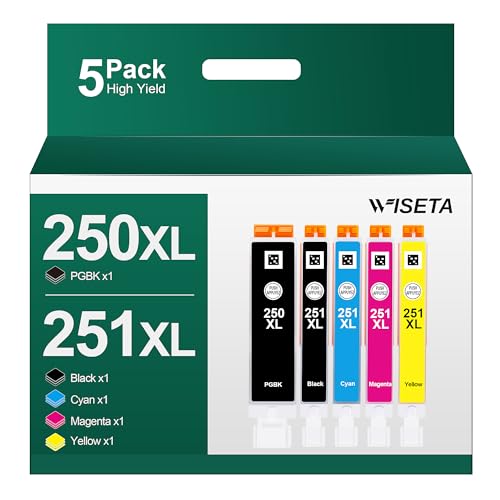 250 251 XL 5 Color Value Pack Compatible for Canon PGI-250XL CLI-251XL Ink Cartridges to use with Pixma IX6820 MX922 MX920 MG5520 MG7520 MG6320 IP8720 MG6620 MG7120, 5 Pack (PGBK,BK,C,M,Y)