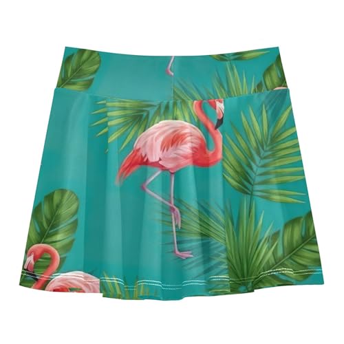 Joisal Athletic Shorts Girls Skorts Pink Flamingo Tropical Palm Teal Tennis Skirts for Kids Navy Flowy Skort 3t2