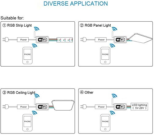 Goldwin Smart Rgb 4 Pin Led Lights Strip Controller Wifi Bluetooth Combine Light Control Box Compatible With Alexa Google Home Siri (3) #TOP4