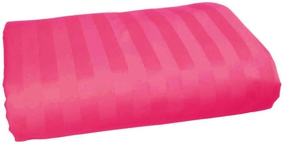 LaxLinen 600 Thread Count One Flat/Top Sheet (Pink Stripe, Queen Bed - 90" x 102") 100% Egyptian Cotton Super Soft Quality and Comfortable by