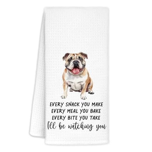 FDHSPAAM Funny English Bulldog Kitchen Towels, English Bulldog Gifts for Women, Gifts for Dog Lover Dish Hand Tea Towels for Kitchen Bathroom Decor, Dog Bathroom Decor, 16x24 Inch