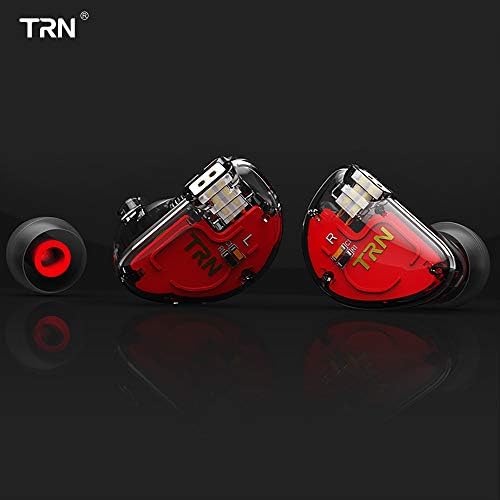 TRN V30 HiFi Earphone, Stage/Studio in Ear Monitor, Single Dynamic & 2 Balanced Armature Driver Stereo Bass IEM, Metal in Ear Headphone with Detachable 2 Pin Cable (Transparent Black with Mic)