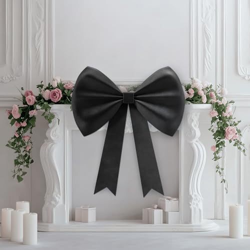Mixifox Large Black Bow Decor, 35''×25'' Big Bow Decorations for Birthday Party, Giant Velvet Felt Bow for Backdrop, Wall Decor, Wedding, Baby Shower, Room, Christmas, Dinner, Event Decorations