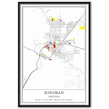 Kingman Arizona USA America Canvas Poster Print Wall Art City Map Mondrian Fashion Style Unframed Waterproof Artwork Home Decor Souvenir Size 16 * 20 inch