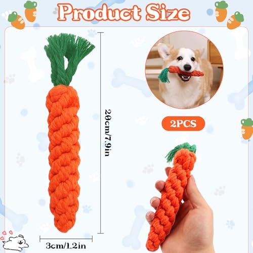 AWYY 2 Stück Karotte Hundespielzeug, Puppy Karotte Seil Spielzeug Geflochtene, Kauspielzeug für Welpen, Hunespielzeug aus Geflochtenem Seil, Hundespielzeug für Kleine Mittelgroße Welpen, Zeaying96