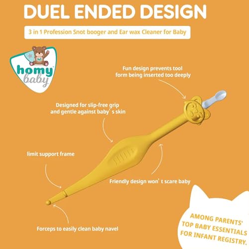 HOMYBABY® Bebe Nasen (x2) - Und Ohrenreiniger für Babys und Kinder, Entfernung von Ohrenschmalz und Rotz - Einfache und sichere Reinigung von Nase und Wachs Ihres Kindes