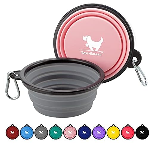 Collapsible Dog Bowls for Travel, 2-Pack Dog Portable Water Bowl for Dogs Cats Pet Foldable Feeding Watering Dish for Traveling Camping Walking with 2 Carabiners, BPA Free