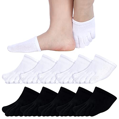 Geyoga 6 Pairs Toe Topper Socks Toe Liner Half Seamless Socks No Show Low Cut Socks Footwear For Women Men (Black, White) #TOP12