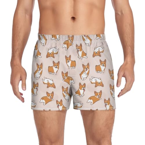 Image of Men's Boxer Shorts Cotton Loose Underwear with Button Fly