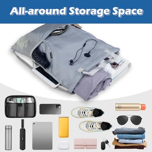 Moyad Drawstring Backpack Gym Bag for Women Men, Gray & Honeycomb Pattern4