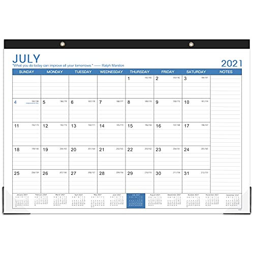 2021-2022 Desk Calendar - 18 Monthly Desk Wall Calendar 2-in-1,16.8  x 12 , July 2022 - December 2022, Thick Paper with Corner Protectors, Large Ruled Blocks - Blue