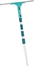 Leifheit Window Slider XL Telescope 415 cm and Washing Case, Telescopic Window Cleaner, Squeegee with Microfibre Cover