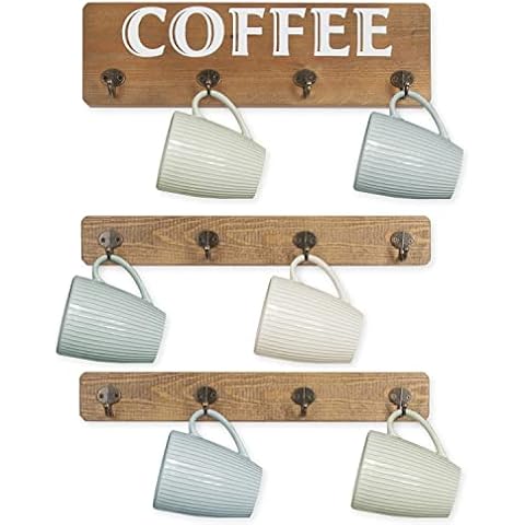 Ilyapa Estante de madera rústico para tazas de café Cover