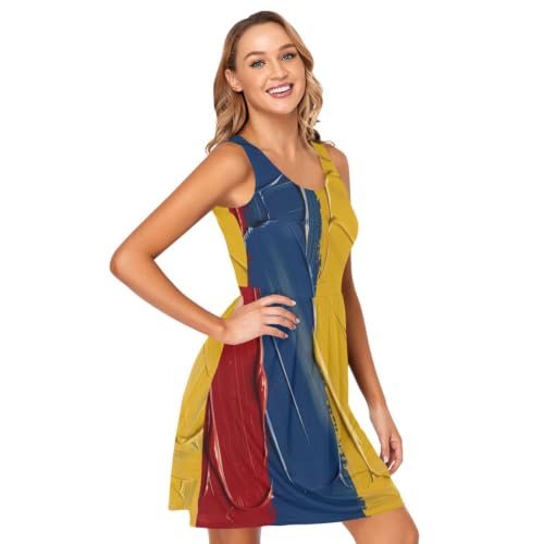 Vestido de Colombia sin mangas para verano con bolsillos prácticos y diseño casual de bandera 4