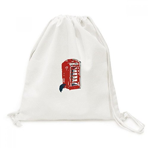 Drawstring Backpack Voyage Cabine téléphonique Parapluie Pluie