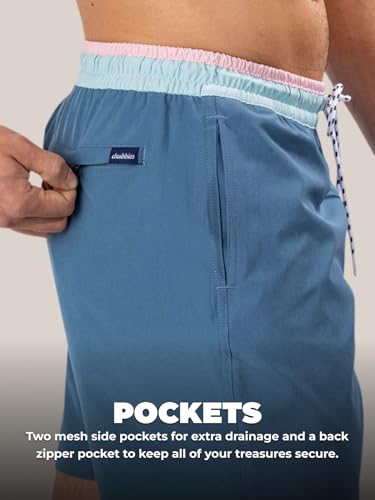 Image of Chubbies Mens Swim Trunks - Mens Swim Shorts with 4-Way Stretch, 5.5 inch Beach Shorts with Elastic Waist, Drawstring,Mesh Lining, Dusty Blue, Small
