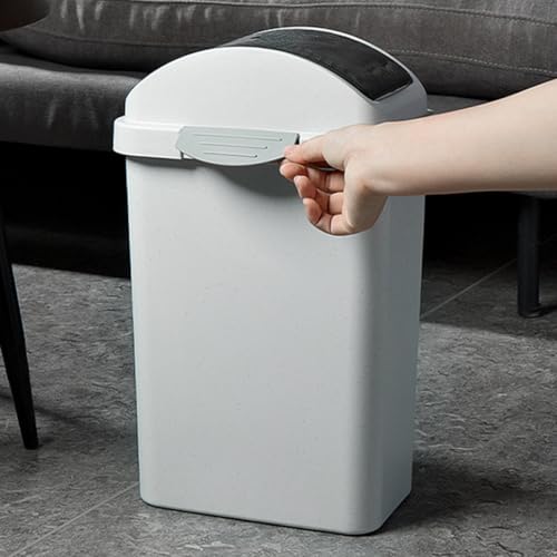 Caneca de basura plástica pequeña con tapa oscilante miniatura 7