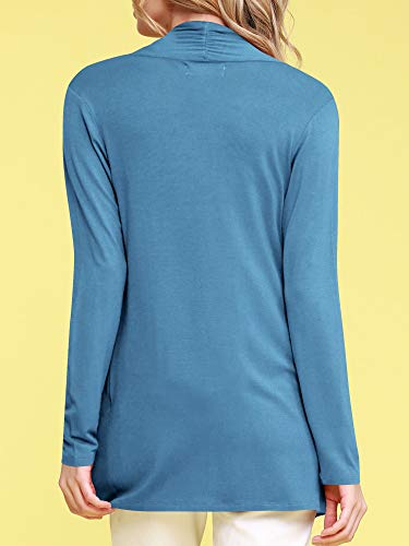 Image of Lock and Love Women's Draped Front Open Asymmetrical Cardigan - Casual Long Sleeve Lightweight Duster