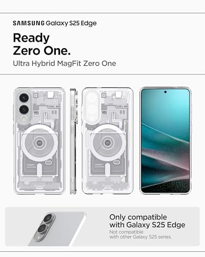 Image of Spigen Ultra Hybrid MagFit | Samsung Galaxy S25 Edge Case [MagSafe] [Semi Transparent] Galaxy S25 Edge Back Cover | TPU+PC - Zero One White