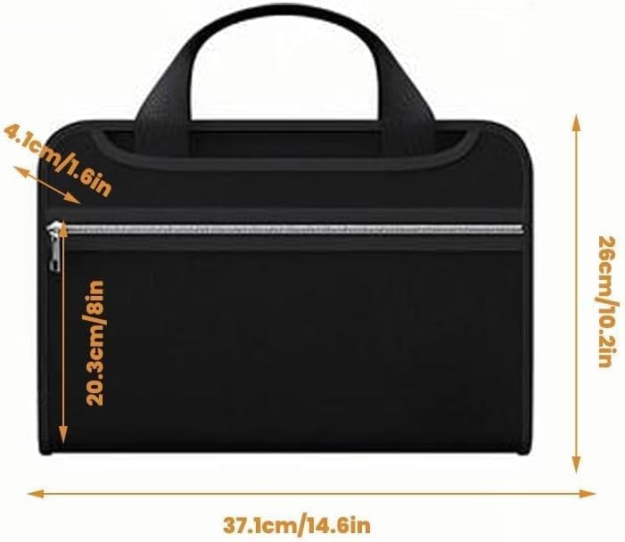 Sakerplus Large Capacity A4 Fireproof File Folder with Handle,Expanding File Folder with Tabs, Waterproof Accordion Document Organizer with Multiple Pockets for Home, Office & Travel