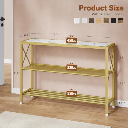 Image of Hoctieon 3-Tier Industrial Narrow Console Table, Gold