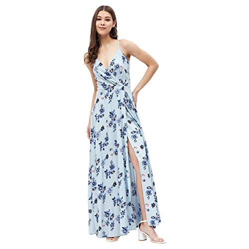 Image of Harpa Women's Rayon Modern Maxi Casual Dress (GR6387A-SKY Blue Sky Medium)