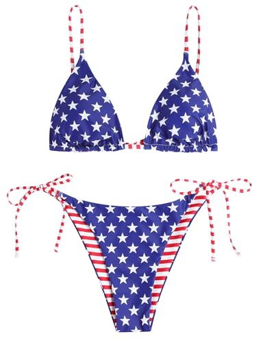Image of ZAFUL Women's Triangle Bikini Floral String Bikini Set Two Piece Swimsuit Bathing Suits