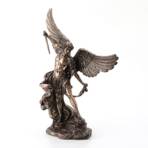Veronese Design 15" Archangel Saint Michael Resin Statue Cast Bronze Finish