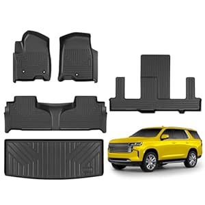 Floor Mats for Chevrolet/Chevy Tahoe/GMC Yukon 7 Seater 2024-2021 4Pcs All Weather Tahoe/GMC Yukon Floor Mat for Chevrolet Tahoe/GMC Yukon Accessories 2024-2021