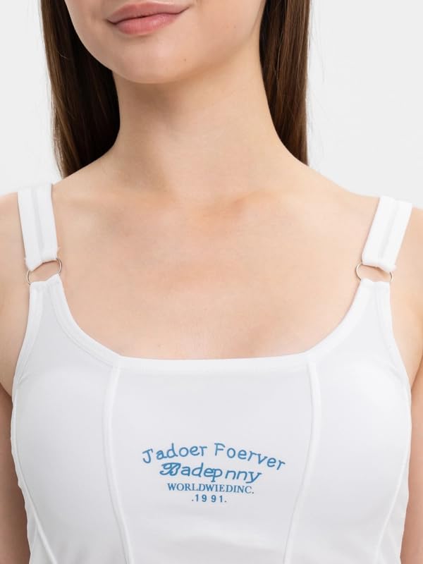 Image of Celary Women's Ribbed Adjustable Strap Camisole Padded ||Soft Stretch Cotton Tank Top Trendy Sleeveless Top for Girls & Women||J'Adore Forever Embroidery||Casual Summer Wear