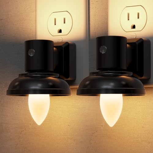Image of L LOHAS LED Night Light, 2 Pack Night Lights Plug into Wall, 3000K Warm White, Farmhouse Barn Plug in Light with Dusk to Dawn Sensor, for Bedroom, Bathroom, Kitchen, Hallway