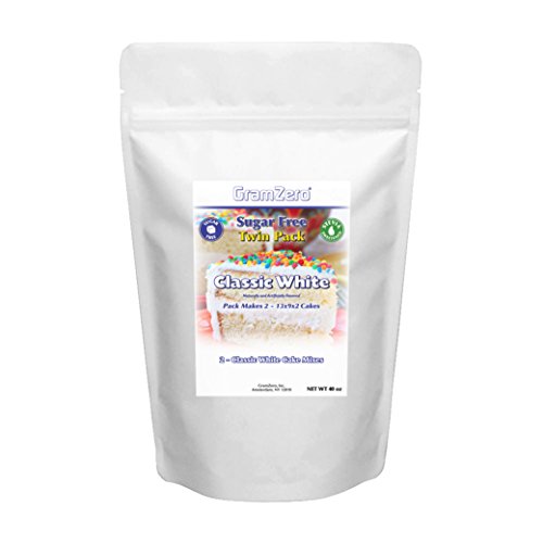 GramZero White Sugar Free Cake Mix 2-Pack, Makes 2-13x9x2 Cakes,