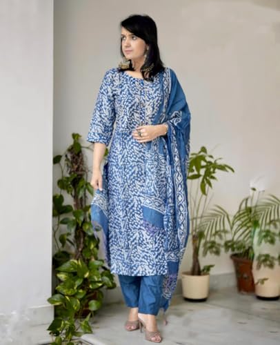 Image of KLOSIA Women Viscose Printed Kurta And Pant With Dupatta Set