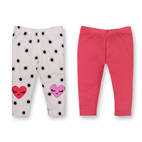 Lamaze Organic Baby Baby Girls Pull On 2 Pack Leggings, Red/White, 6 Months