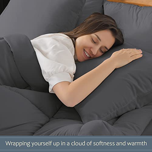 Whatsbedding Grey Comforter Set, Twin Lightweight All Season Soft Down Alternative Bed Comforter, Bedding Set With 1 Pillowcases, Twin Size, 64"X88" #TOP3