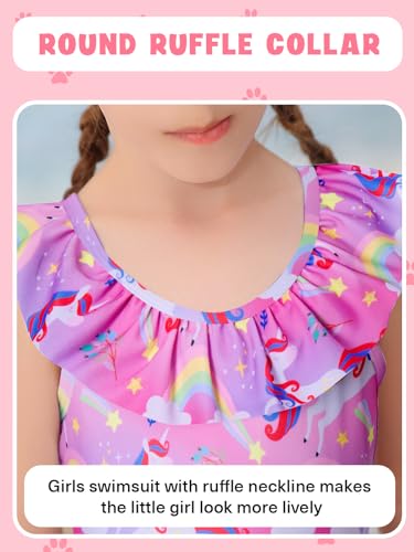 Image of Girls One Piece Swimsuits Toddler Cute Ruffle Bathing Suits Quick Dry Beach Swimwear Size 2-7 Years